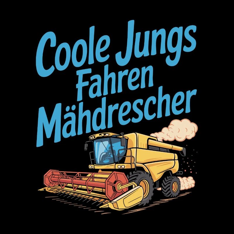 Cool guys conduisant une moissonneuse-batteuse