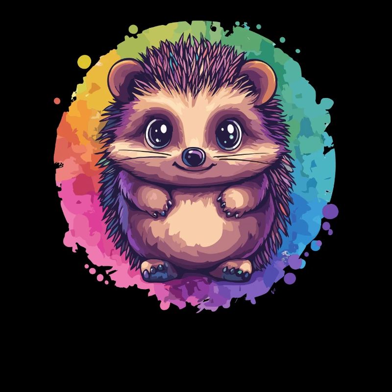 hérisson coloré devant l’arc-en-ciel