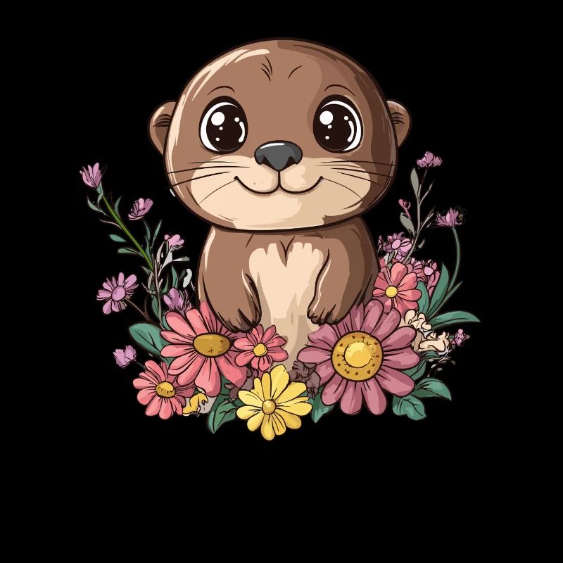 Otter with flower meadow
