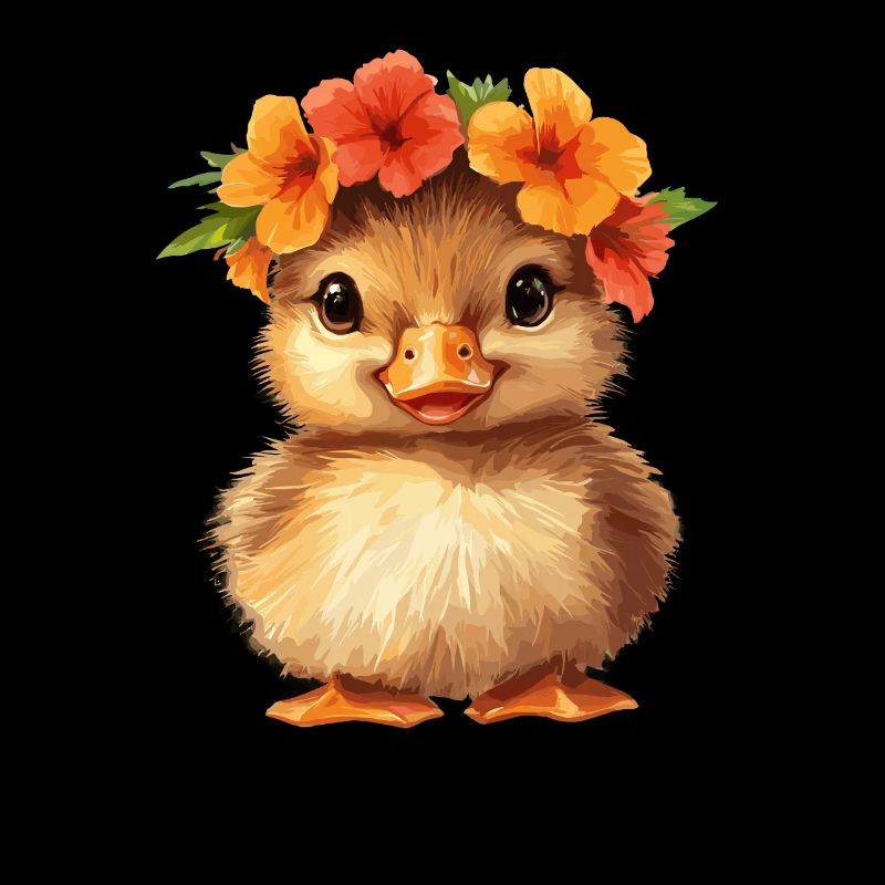poussin avec couronne de fleurs