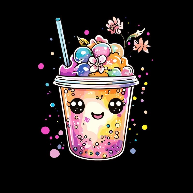 Bubble tea with flowers