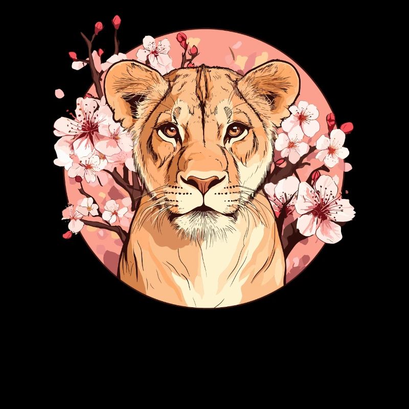 Lionne aux fleurs