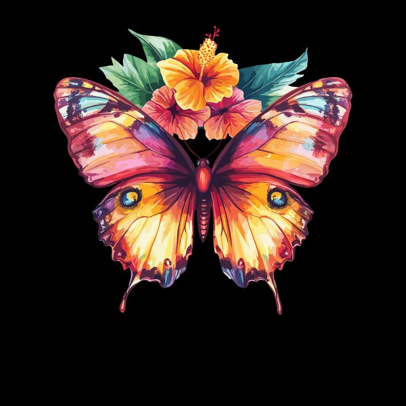 Farbenfroher Schmetterling mit Blüten
