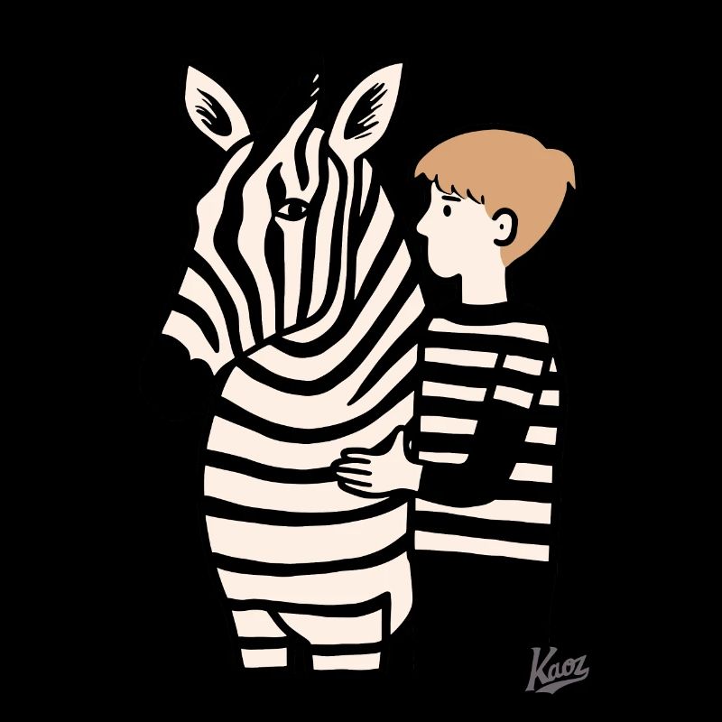 Boy with zebra