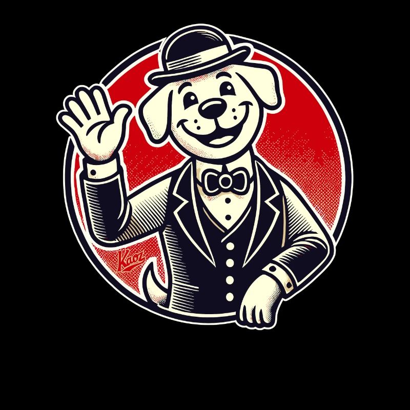 Gentleman retro dog greets friendly