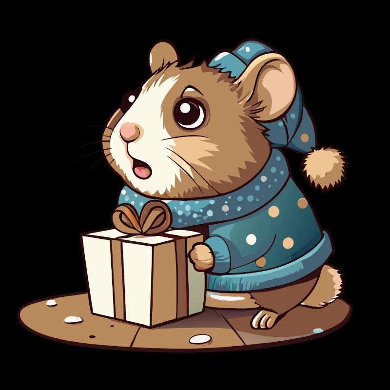 Cute hamster unwraps gift