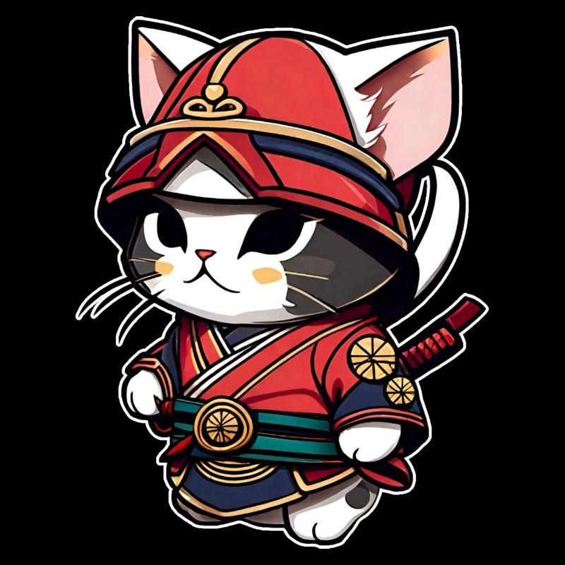 Cute Samurai Cat