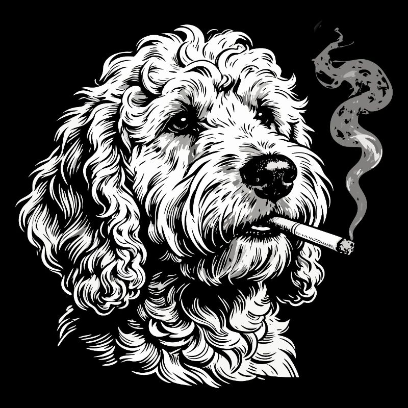 Smoking Goldendoodle : Drôle de dessin de mème de chien