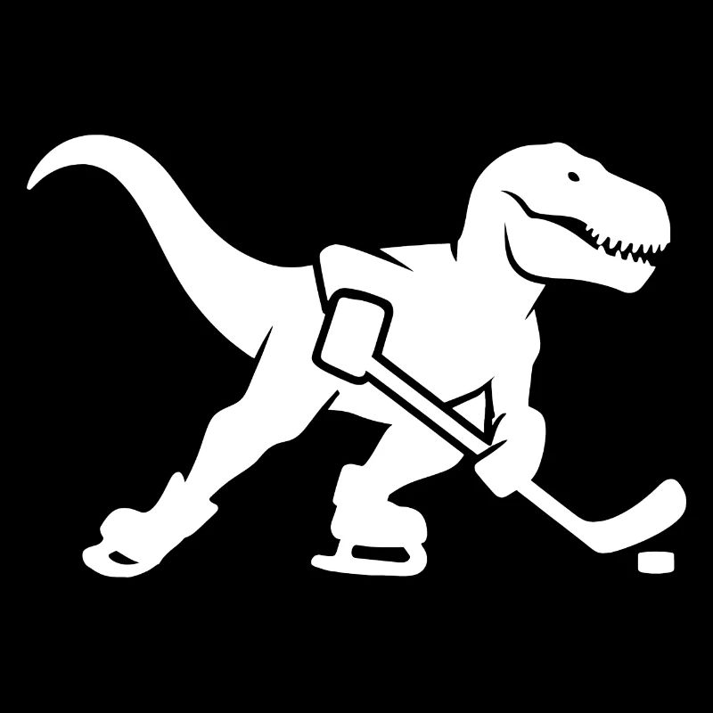 T-Rex Dino Eishockeyspieler Silhouette Minimalisti