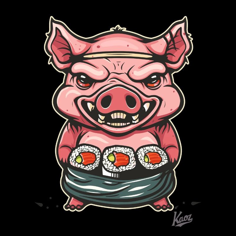 Petit maître cochon sushi effrayant