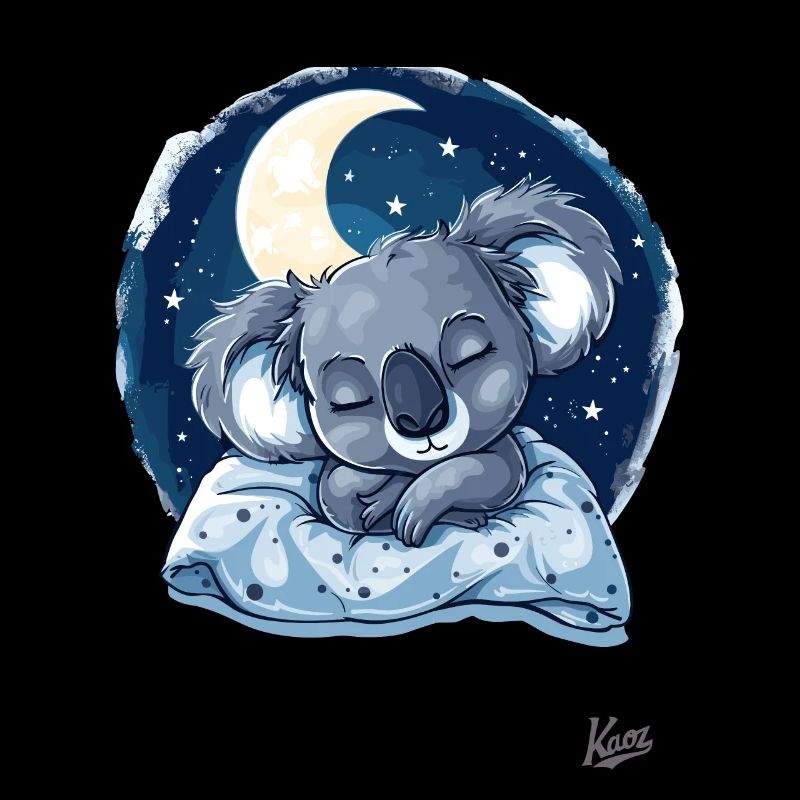 Koala endormi avec lune et étoiles