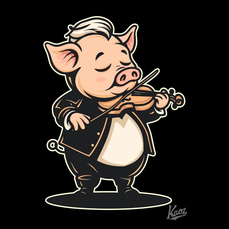 Musique classique et un cochon avec violon