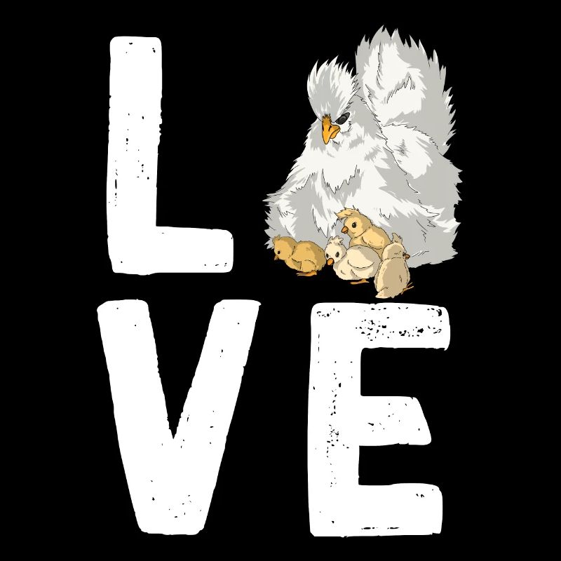 LOVE Silk Chicken Chickens Lettering Silk Chickens