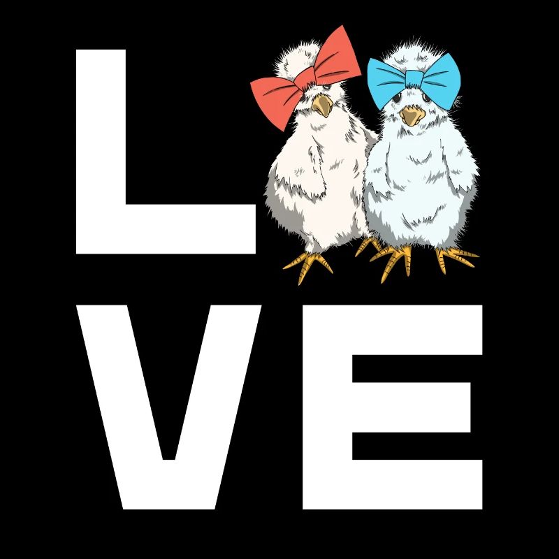 Silk Chickens Love Lettering Silk Chicken Design