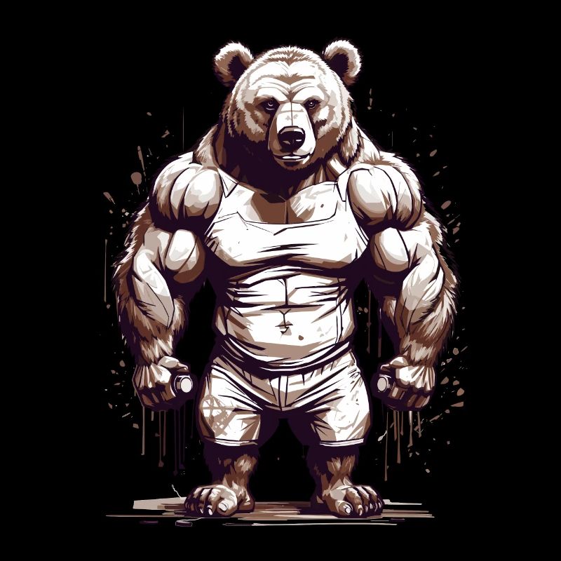 Bodybuilder Bear Dad Strength Muscles Love