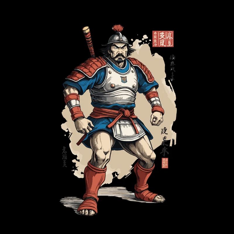 Oeuvres d’art vintage de samouraïs japonais de style Ukiyo-E