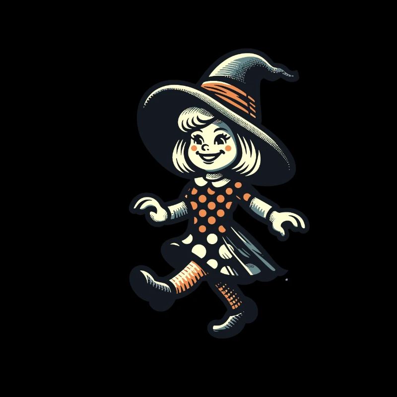 Retro Cartoon Hexen Vintage Hexen Design