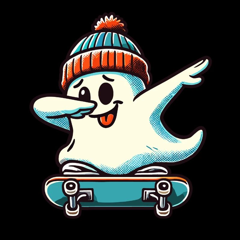 Skateboaring Dabbing Ghost Skateboard Dab