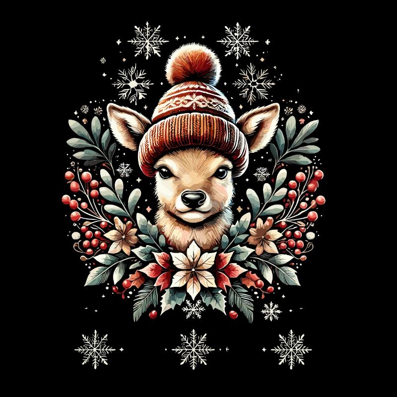 Renne rétro de Noël avec casquette