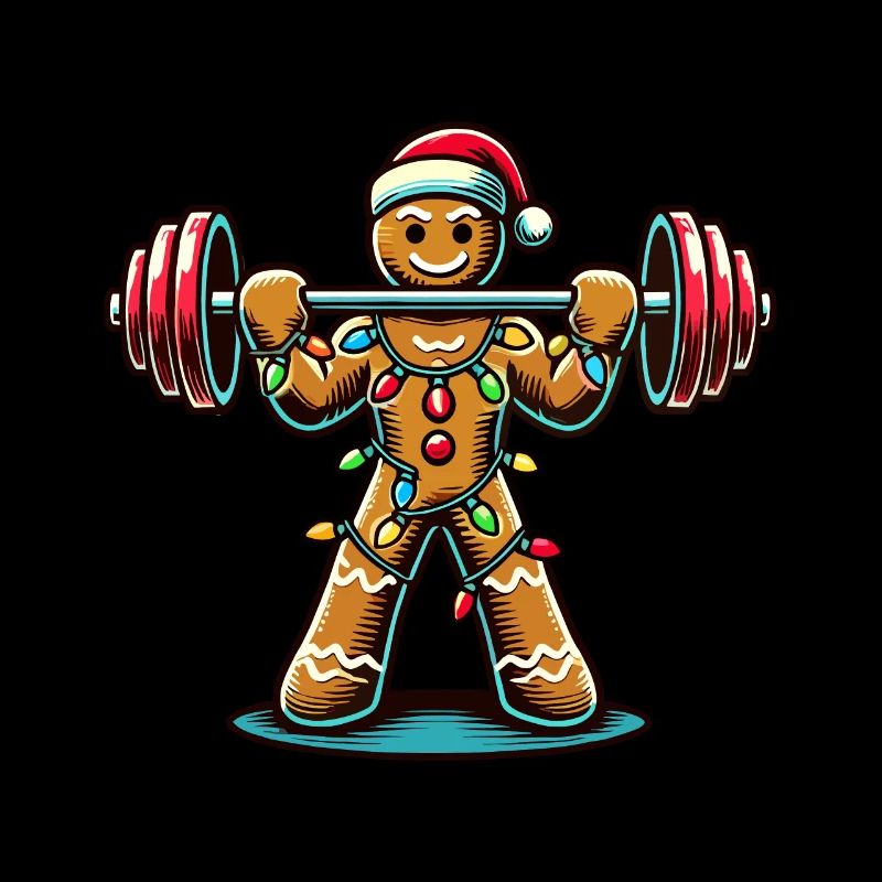 Funny Gingerbread Man Bodybuilder Christmassy