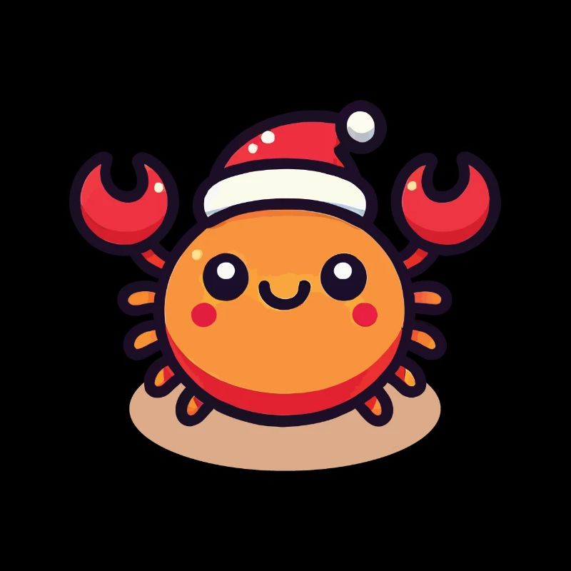 Cheerful crab with santa hat