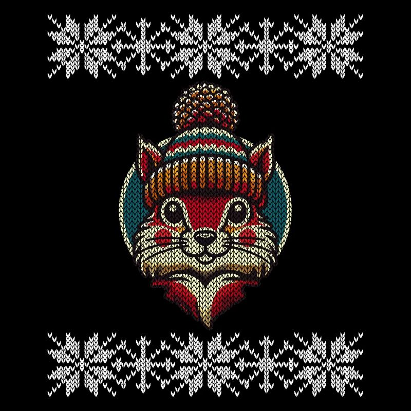Winterlicher Strickstil Eichhörnchen Mit Mütze