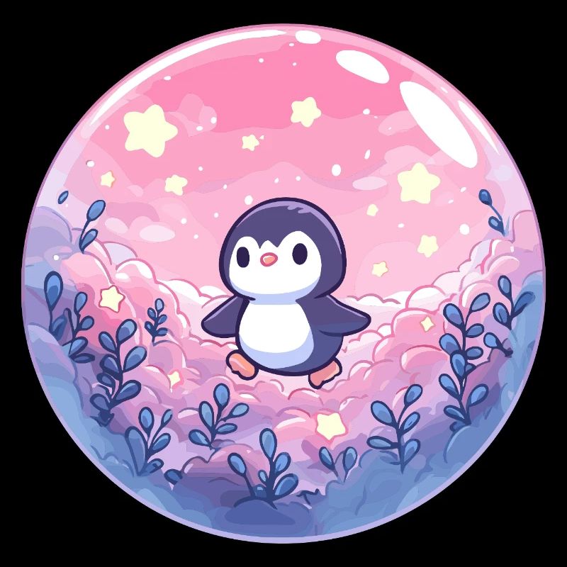 Pingouin pastel dans la forêt de nuages