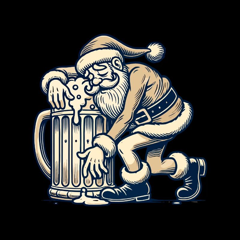 Drunk Santa Claus with beer mug
