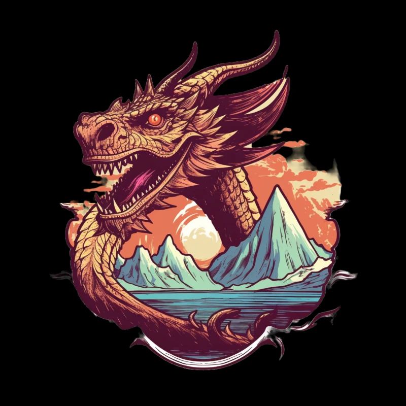 Legendary dragon dream with mountain panorama