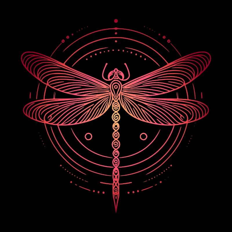 Dragonfly Spiral Patterns, Pink Gradient