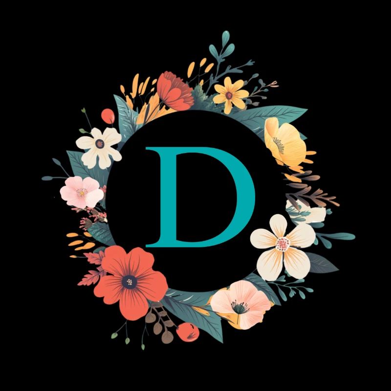 D Monogram, Couronne de fleurs, Personnalisable