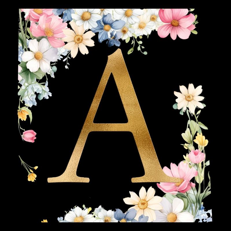 A Monogramm, Floral, personalisierbar