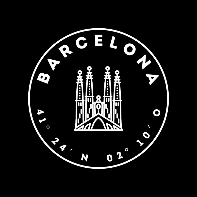 Barcelona with cathedral and coordinates