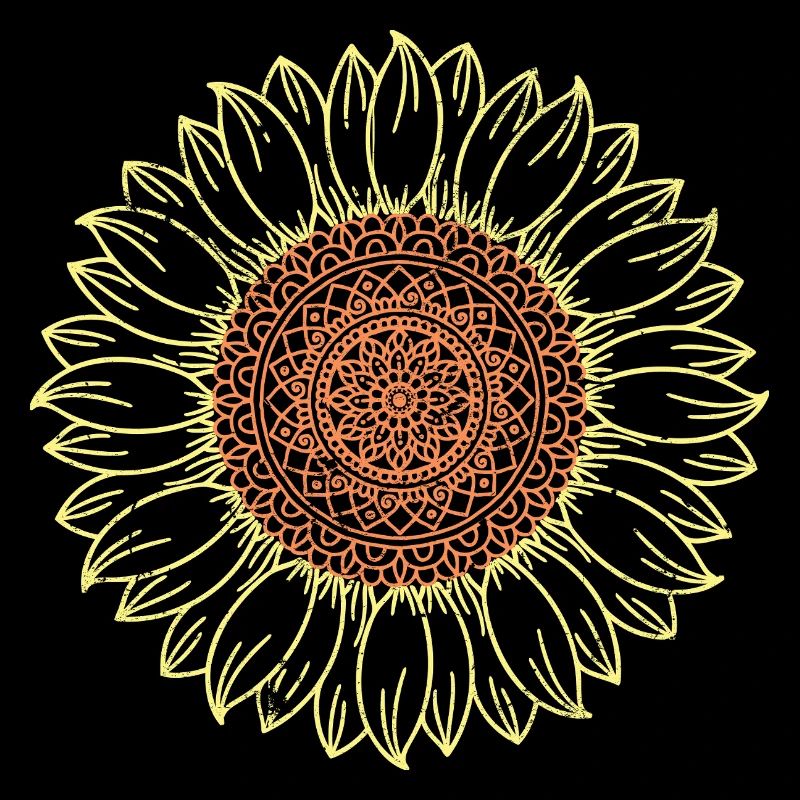 Conception complexe de mandala tournesol