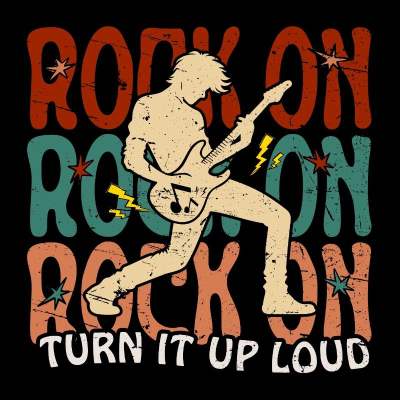 Rock Auf E-Gitarre Musiker Bühne Pose