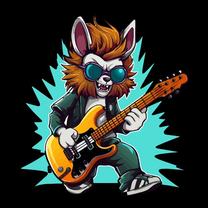 Gitarrowl Rockwolf avec des lunettes de soleil