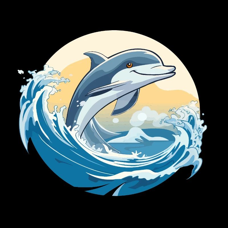 Saut de dauphin par-dessus une vague