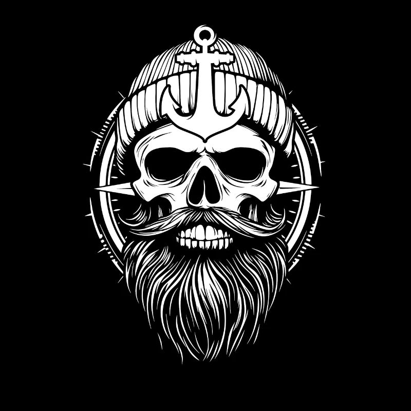 Moin - Skull with Beard - Sailor Anchor