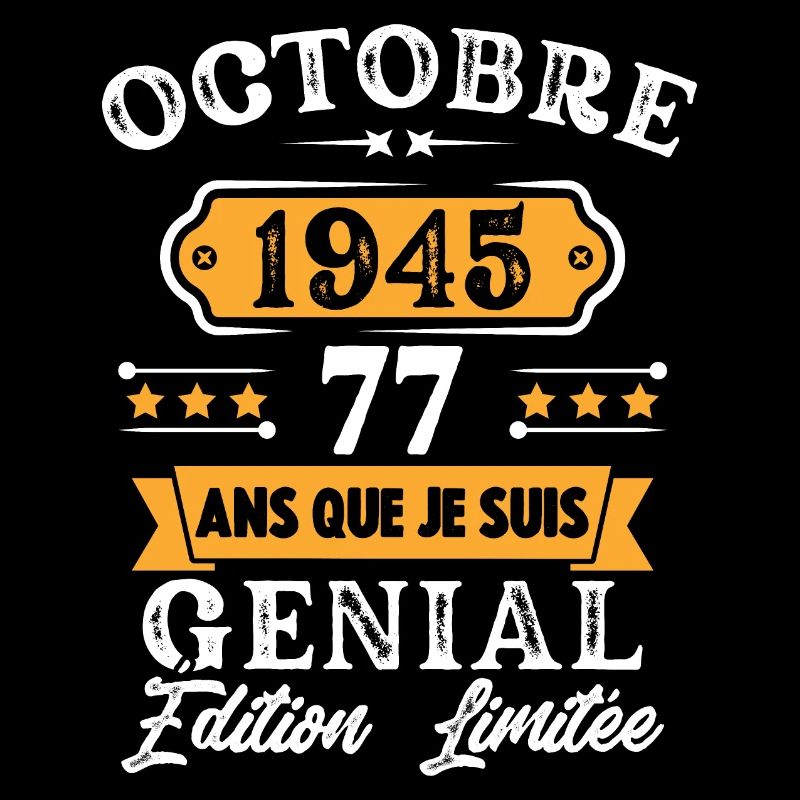 Cadeau D'anniversaire 77 Ans Octobre 1945 Rétro