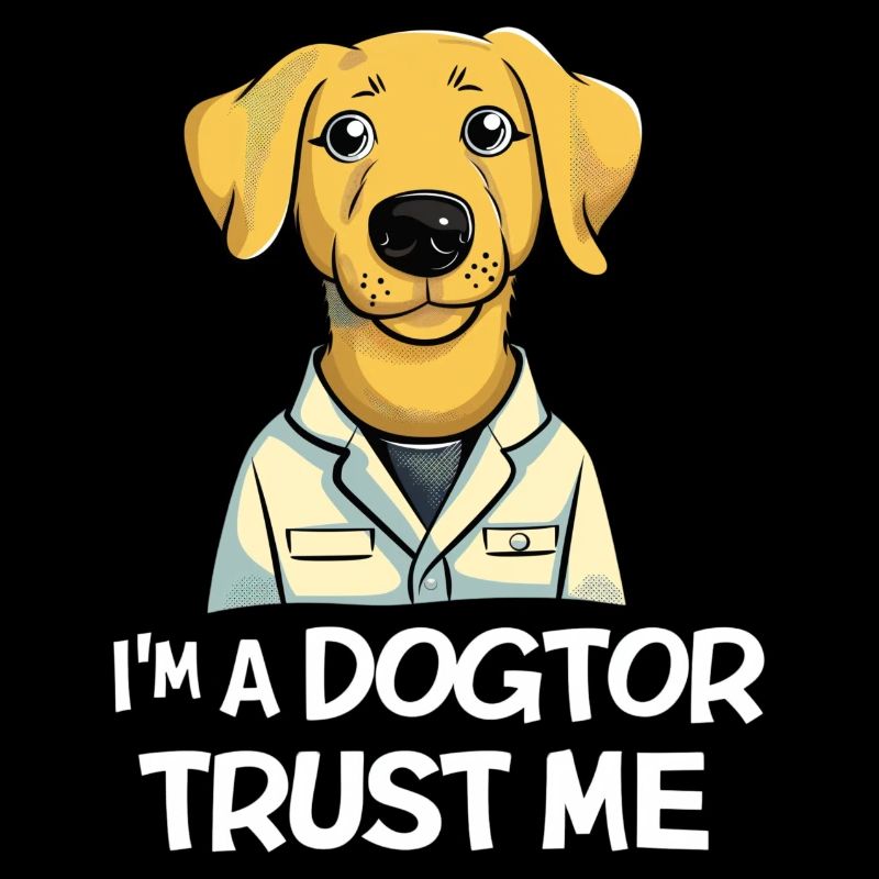 Glücklicher Labradoodle als "Dogtor"