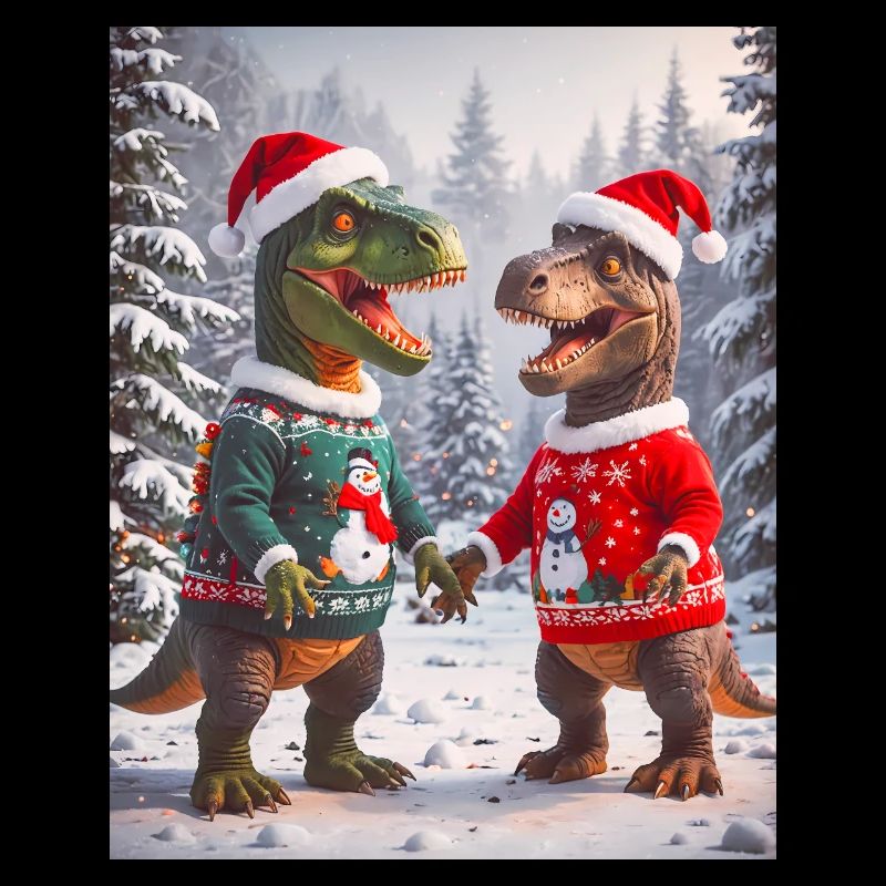 Dinosaurier hässlicher Weihnachtspullover Winter Weihnachten