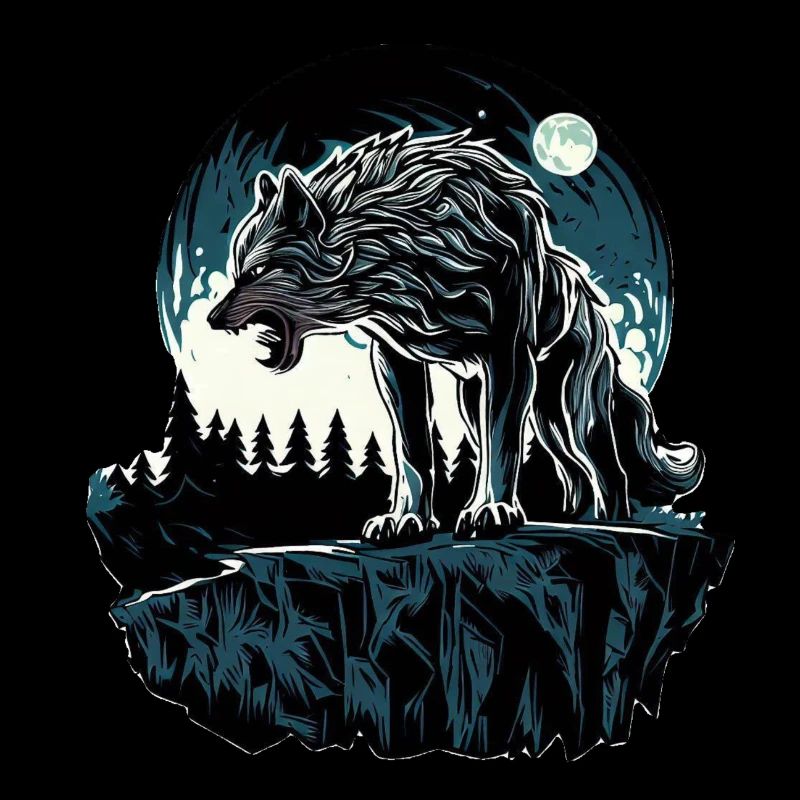 Majestic Wolf Under Moonlight