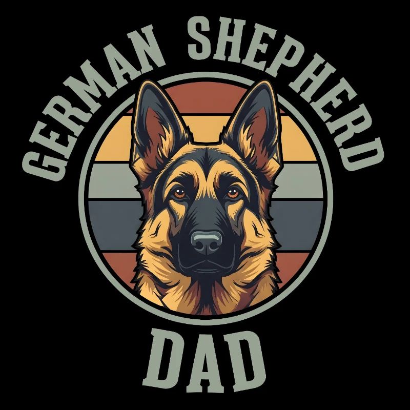 German Shepherd Dad Retro Emblem Hundepapa