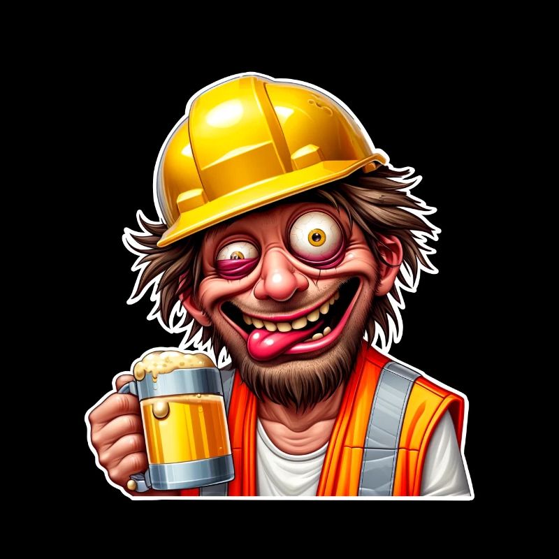 Construction Worker Beer Drunk Funny