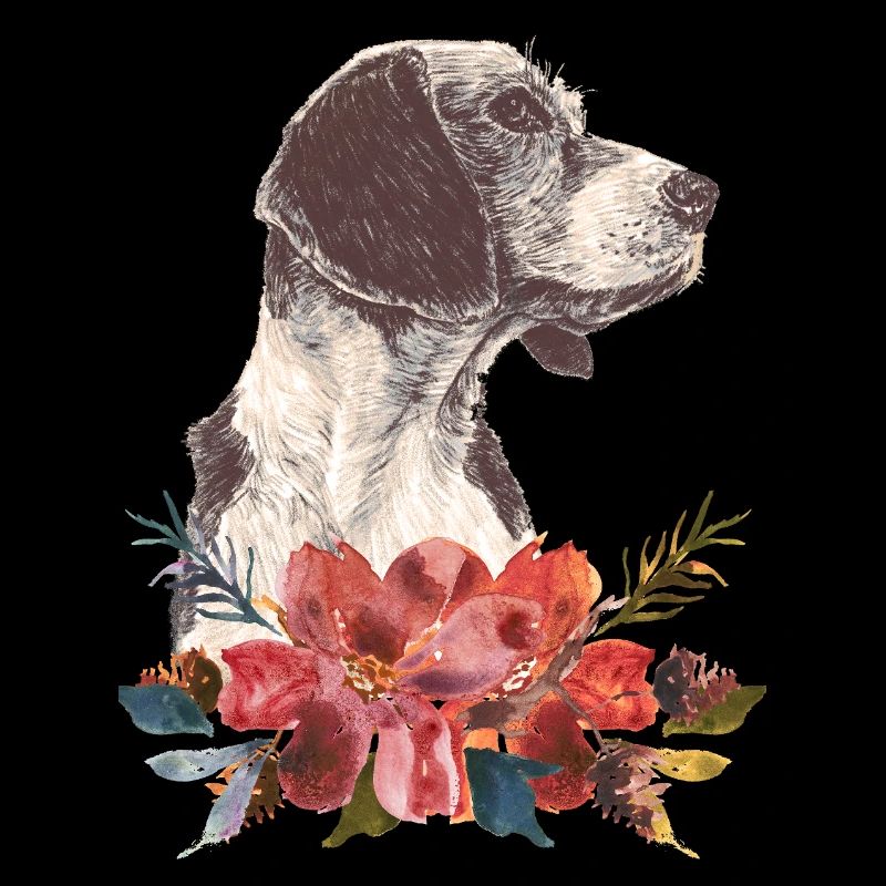 Chien et fleurs