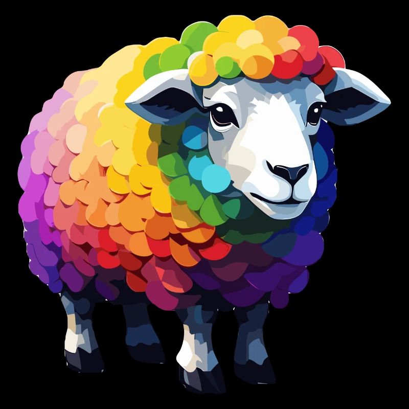 Moutons Cool Mignon Coloré Arc-en-ciel et Cool