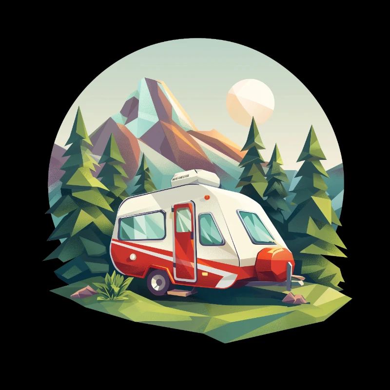 Camping à l’ancienne – Moderne dans un look low poly