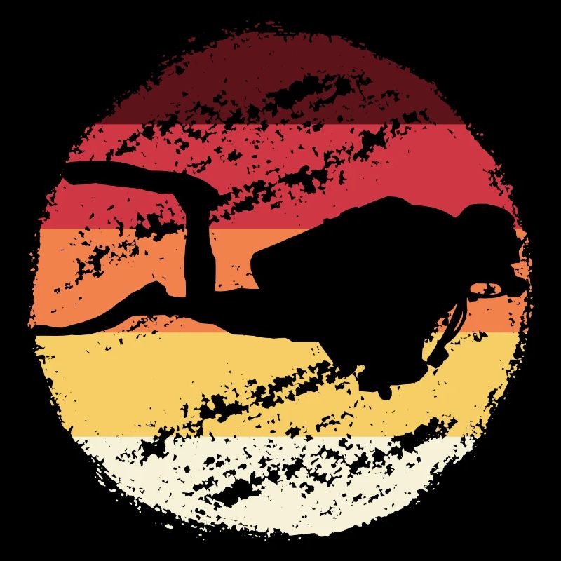 Retro Sunset Diver Silhouette