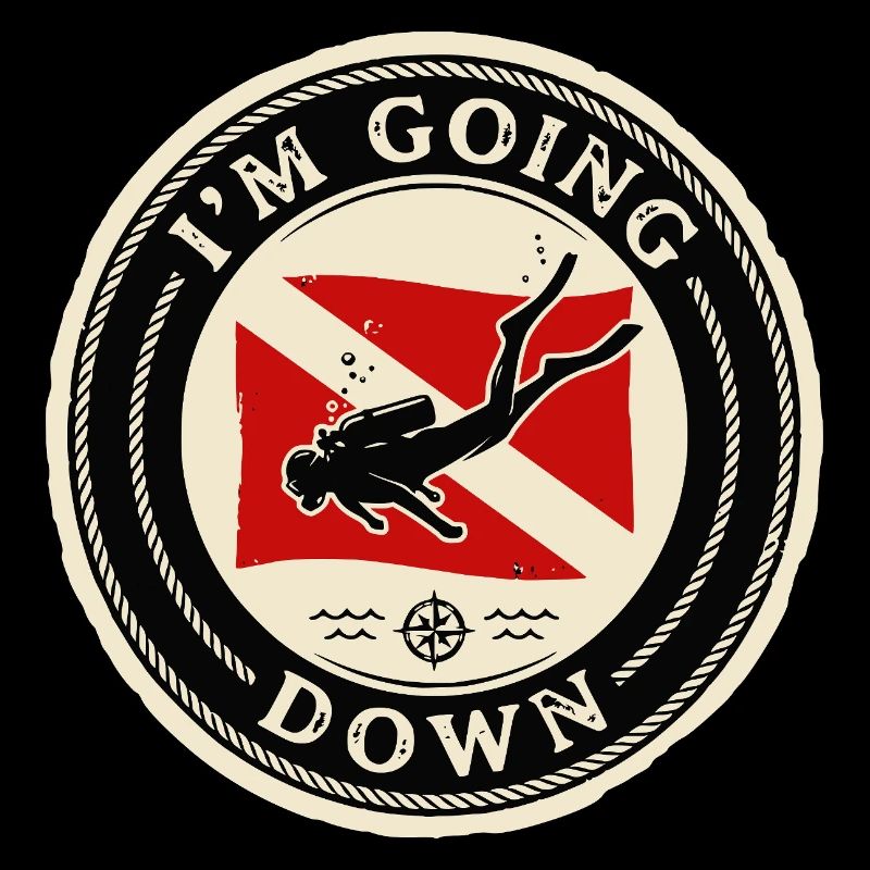 Scuba Diver Scuba Flag Going Down Retro