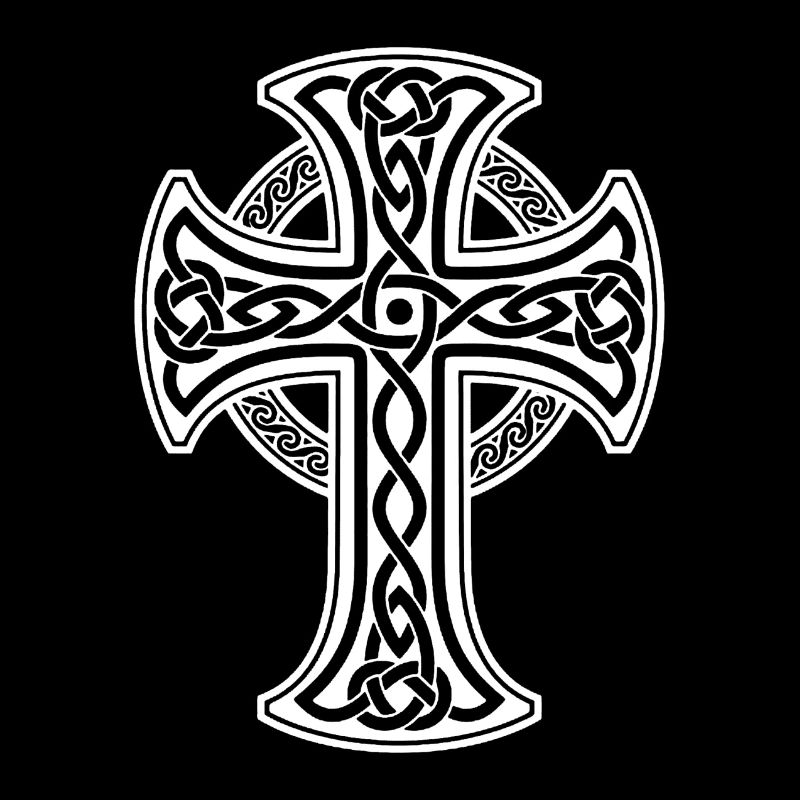 White Celtic cross with circular braid